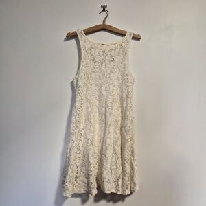 Free People Cream Floral Lace Mini Dress
